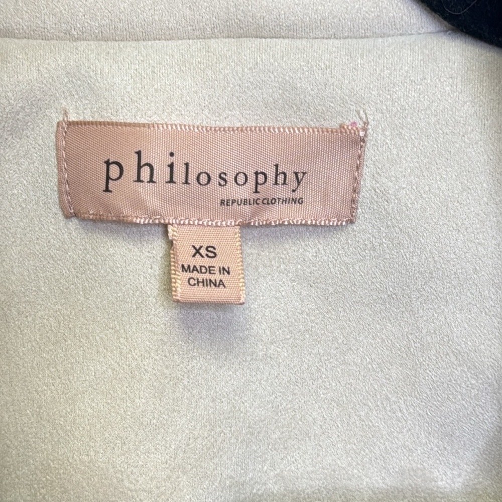 Philosophy Cream Faux Leather Jacket Cropped Lapel - Picture 2 of 7